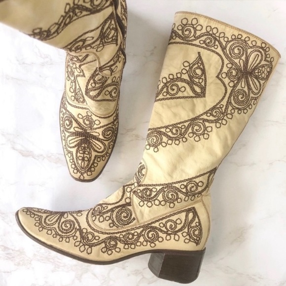 Gianni Barbato Shoes - Gianni Barbato Embroidered Tall Leather Cowboy Boots